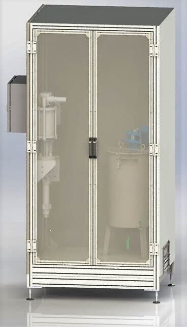 Armadio contenente sistema di incollaggio industriale automatico per chiusura bobine di carta
