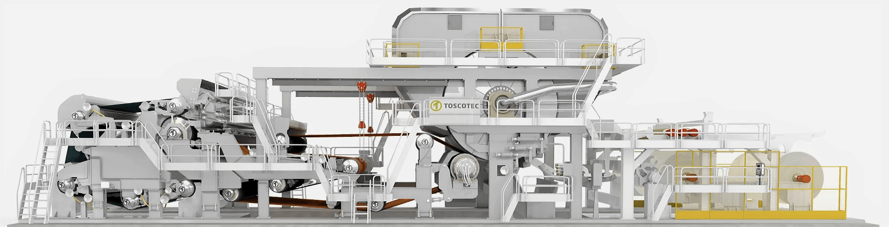 Rendering macchinario Toscotec per produzione bobina carta vergine