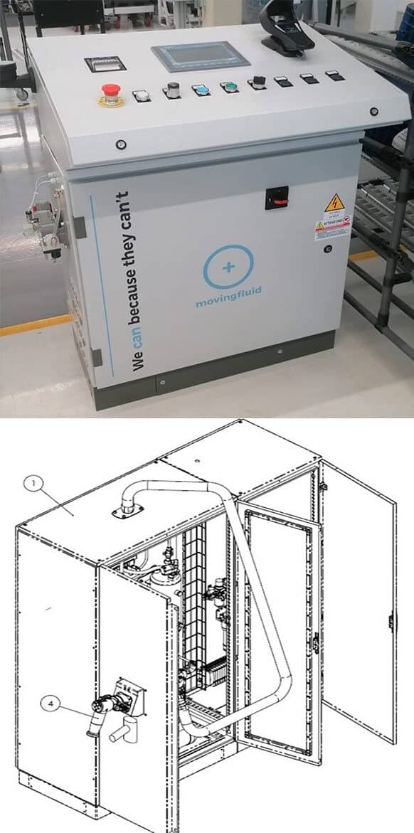 Sistema Leak Test Movingfluid motori ibridi e endotermici - Contenitori